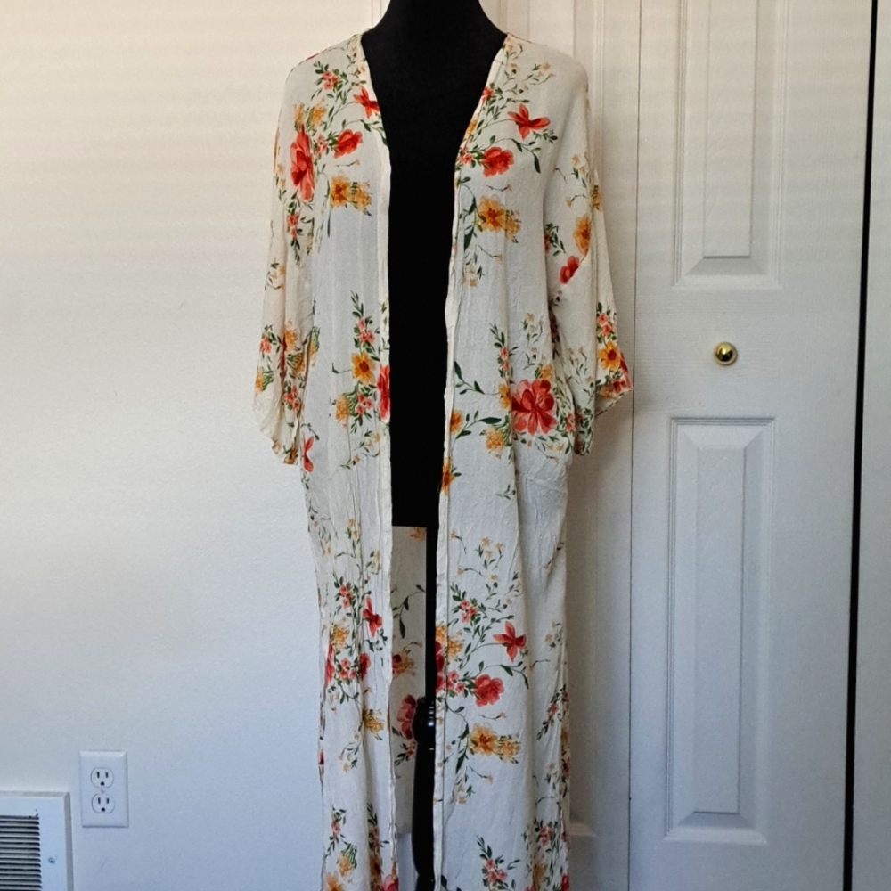 100% rayon floral duster size L/XL